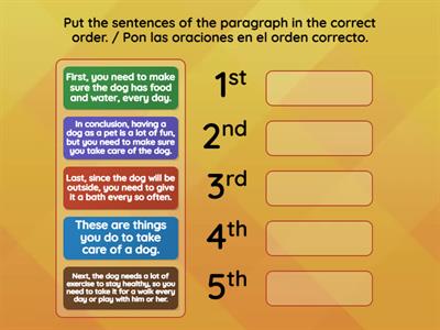 Bell Ringer: Writing - Mixed up paragraph