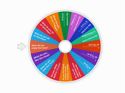 Simple Present Speaking Wheel