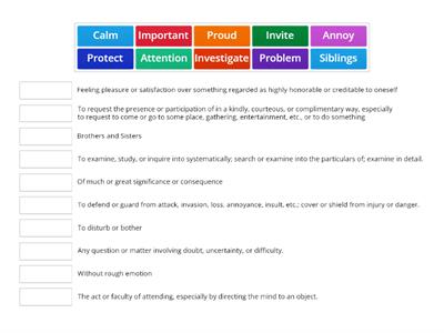 Tier 2 Vocabulary list 1 definitions