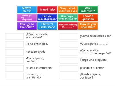 Phrases and questions for class.
