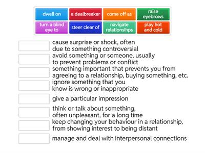 Match the words and phrases with their definitions