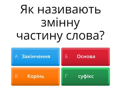 Вікторина з української мови 3 клас "Будова слова"