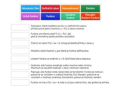Matematika - Vlastnosti funkce, lineární funkce