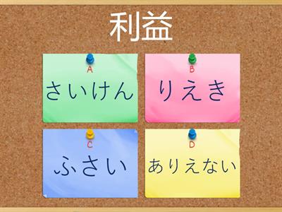 Teste 28　Jlpt N2 Kanji ６章　利益　益・財・損・得・株・債