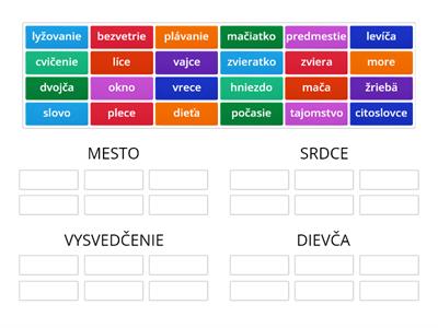 PODSTATNÉ MENÁ - Vzory stredný rod