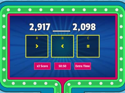 Comparing Numbers up to the Hundred Thousands Place