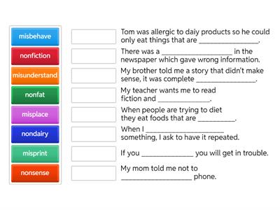 Prefix non- and mis-