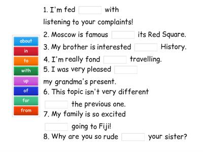 Prepositions after adjectives