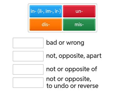 Un-, In-, mis-, dis-