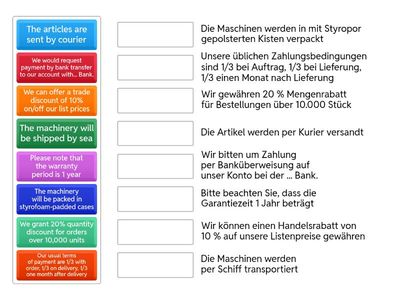 Offer Phrases BtoB Terms of payment and delivery and discounts