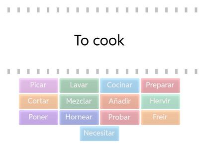 Verbos para cocinar
