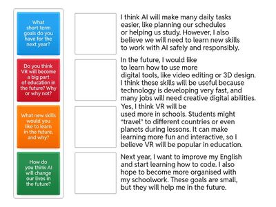 Match the questions with the answers! 