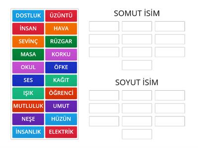  SOMUT İSİM/SOYUT İSİM