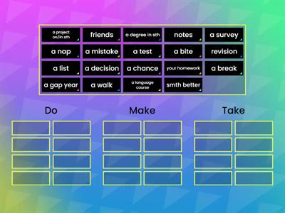 OET b1 Unit 4 make/do/take