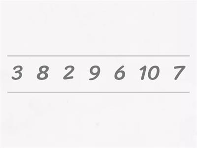 Order Numbers smallest to largest (up to 30)