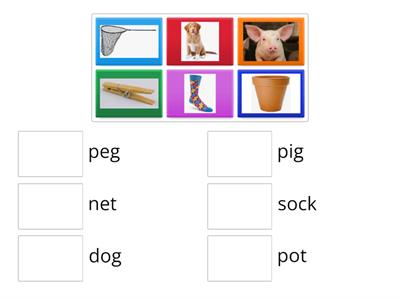 Match up cvc words d, g, ck, e, p