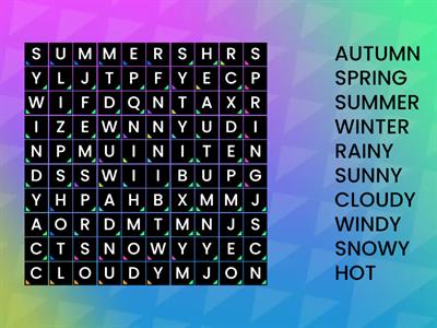 seasons and weather word search puzzle