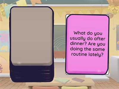 🏠🧥🕒 Simple Present x Present Continuous – Conversation Questions