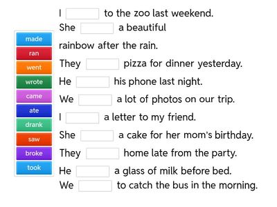 Past simple matching (irregular verbs)