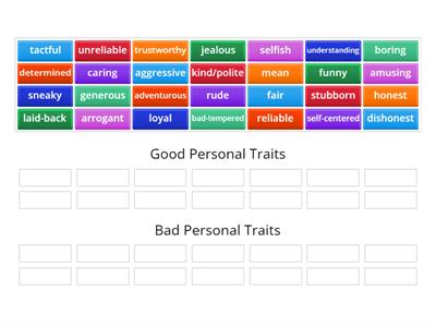 Personal Traits(good-bad)