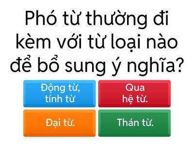 Đố vui về từ loại Phó từ.