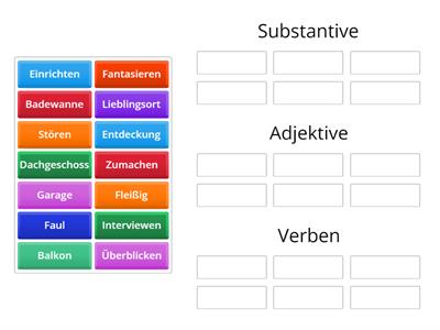 Order Wörter nach dem Wortarten 