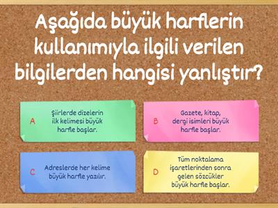 4. Sınıf Büyük Harflerin Kullanımı