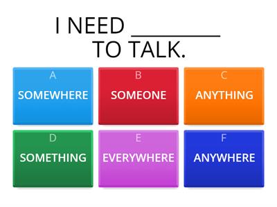 MULTIPLE CHOICE - INDEFINITE PRONOUNS