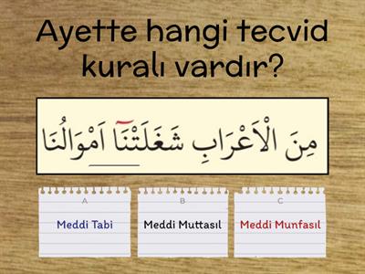 Medler test sorusu -Tecvid 