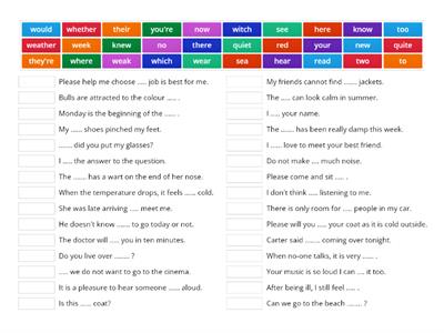 Match up homophones