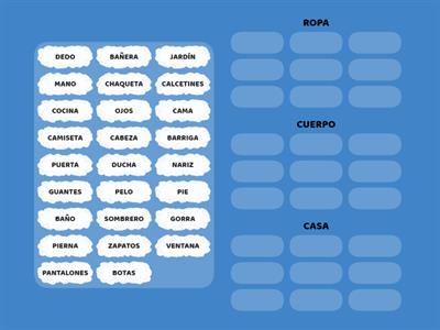 Repaso del vocabulario de la ROPA, el CUERPO y la CASA