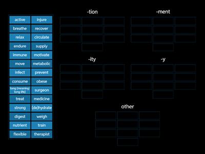 HEALTH & FITNESS Nouns B2-C1 (Word formation, WF)