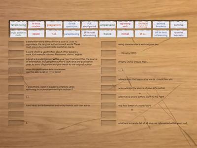 Referencing terms matching activity