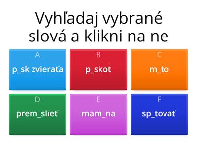 Vybrané slová po b, m, p