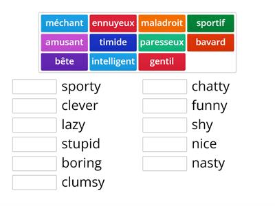 Characteristics in French