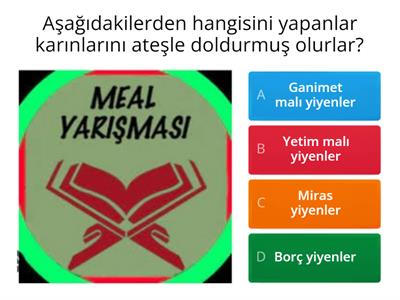 MÜNEVVER KURBAN ANADOLU LİSESİ MEAL YARIŞMASI 4. CÜZ