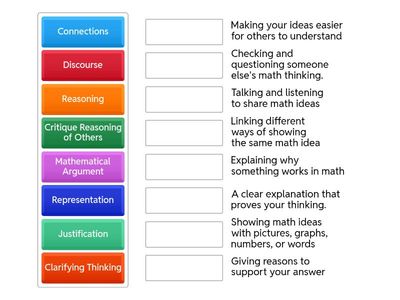 Matching activity for Math shift 3- Discourse to develop conceptual understanding