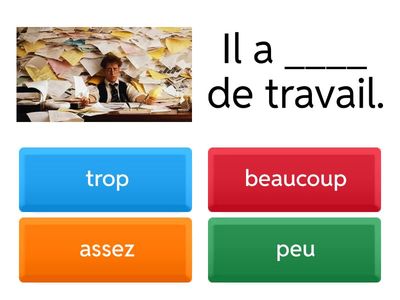 Adverbes de quantité (trop, beaucoup, assez, peu)