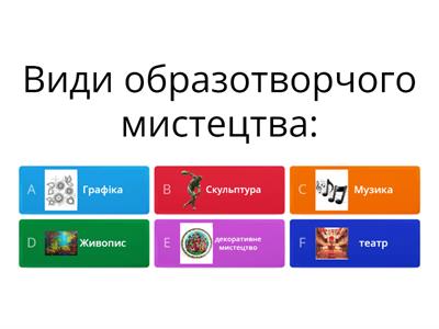 Узагальнюючий тест з образотворчого мистецтва 5 клас