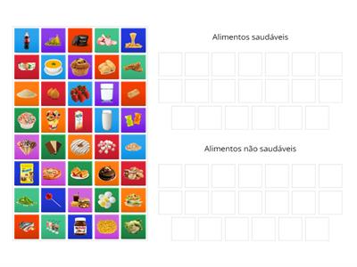 Alimentos saudáveis/ não saudáveis