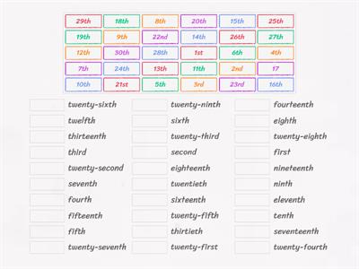 Ordinal numbers 1-30