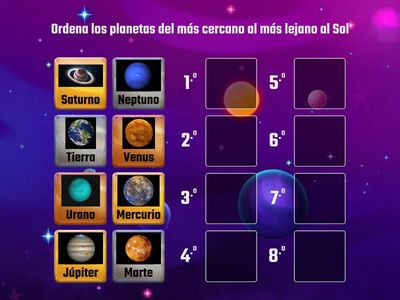 Ordena los planetas del sistema Solar
