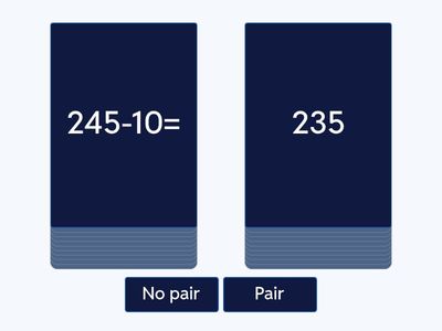 Subtract 10 or 100 Pair or No Pair Game