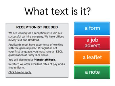  ESOL Reading - Text Types