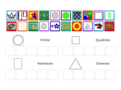 Sortiere die geometrischen Flächenformen