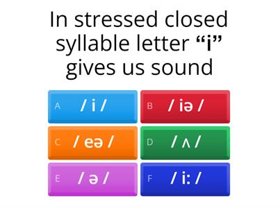 Vowels and their sounds in closed stressed syllable