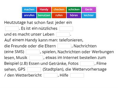 DBiskola - Handy und Telefon - A1 - Wortschatz - Lückentext