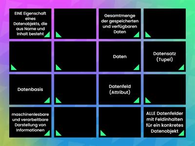 Übung zu Fachbegriffen des Lernbereichs Daten und Datenbanken