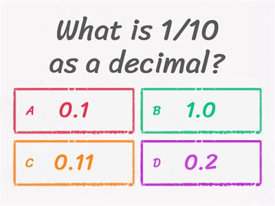 Fractions to Decimals - TENTHS