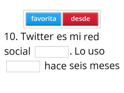 Redes sociales gap fill